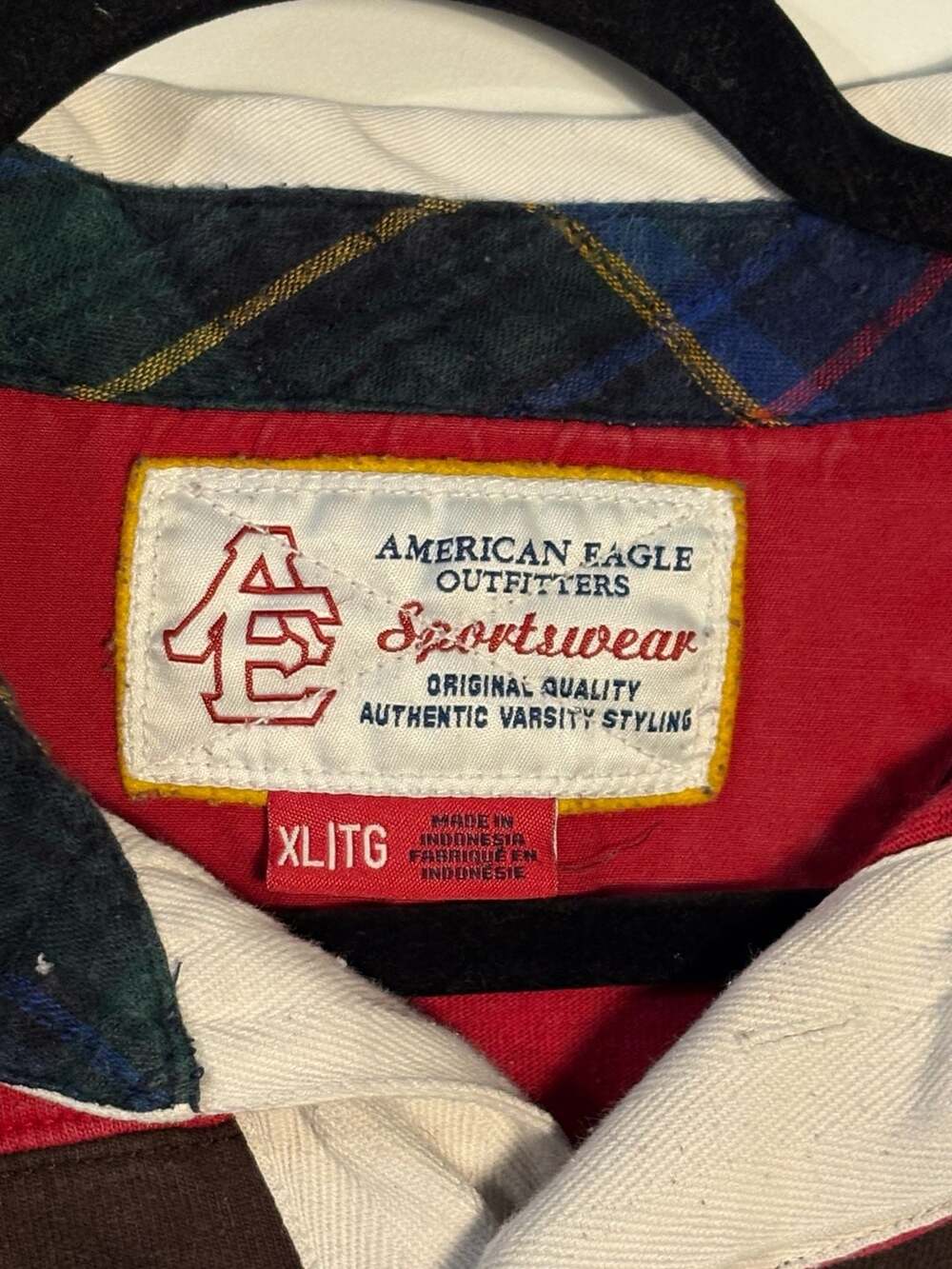 009-0131 American Eagle Outfitters Vintage Striped Long Sleeve Rugby Polo - Picture 2 of 4